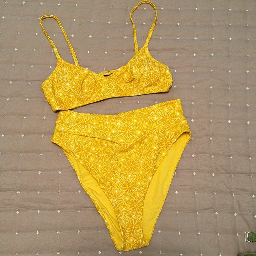 Aerie Gold Lace Bikini Set-crossover bottoms